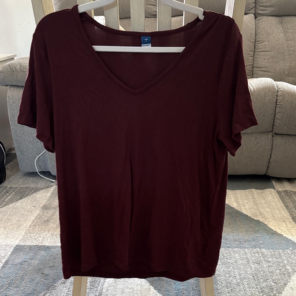 Old Navy Women's Deep Red V-Neck Blouse